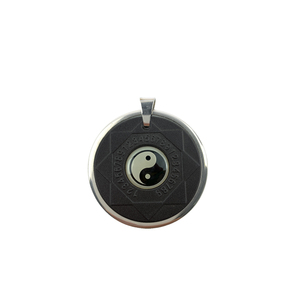 Collar de Acero Inoxidable ECAMAZ con Colgante Cuántico de Piedra de Lava Yin Yang Tai Chi, Bienestar Espiritual, Iones Negativos - Product Image 1