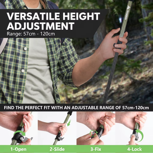 Bastón de Trekking Plegable de Fibra de Carbono 3K Estilo Alpino Nórdico <span class=keywords><strong>para</strong></span> Senderismo, Ligero y Antideslizante - Product Image 2