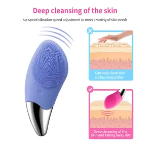 Kks escova de limpeza facial, recarregável, à prova dágua, mini, vibratória, elétrica, de silicone para limpeza profunda