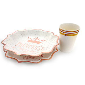 <b>Disposable</b> paper <b>plates</b>, Hanlin Crown Holiday Theme Party Supplies, 7-inch and 9-inch paper cups and <b>plates</b>, cross-border - Product Image 1