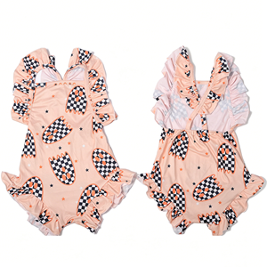 GA-29 Mono de verano para bebé niña, sin mangas, de punto de poliéster/algodón, con estampado floral, estilo leotardo burbuja a media pantorrilla, con tirantes cruzados y encaje - Product Image 6