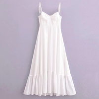Robe longue élégante à taille haute, style vacances, sexy, à fines bretelles, fluide, personnalisation OEM avec échantillons pris en charge