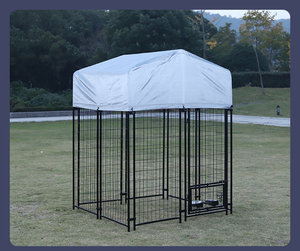 大型屋外ヘビーデューティーワイヤーメッシュ犬ケージ犬小屋裏庭犬用プレイペン防水トップとサンシェード付き - Product Image 3