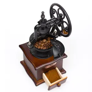 Coffee Grinder manual Manufacturer Stainless Steel Wooden Handmade Wood Coffee Mill, Retro Coffee grinder