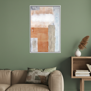 Geometric Abstract <b>Canvas</b> Print: Terracotta & Blue Minimalist Decor,WHITE <b>FRAMED</b> <b>CANVAS</b> - Product Image 3