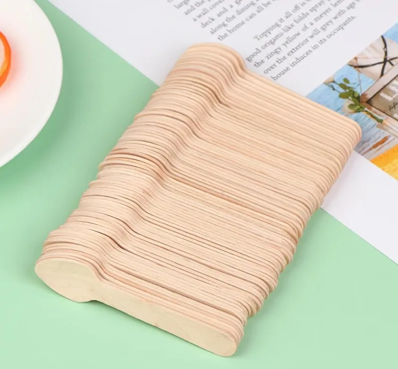 Thân thiện với môi dùng một lần bằng gỗ 110 Mét compostable Ice Cream Mẫu thìa dao kéo