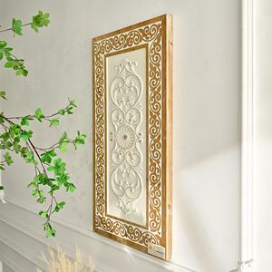 Décoration murale rectangulaire rustique en MDF écologique sculptée à la main, 40x3x80CM, pour salon - Product Image 4