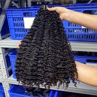 Extensiones de Cabello Virgen Indio Rizado Birmano Súper Doble Trama, Adhesivas, Invisibles, para Mujeres Negras
