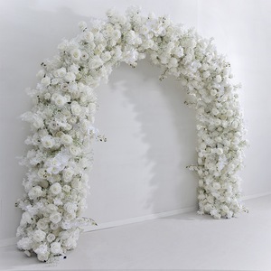 Arco de boda en forma de U personalizado, decoración de pared para eventos y fiestas, arco de flores de rosas blancas de seda artificial - Product Image 6
