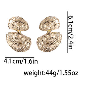 Boucles d'oreilles rétro tendance lumière luxe alliage double coquille pendentif plage vacances accessoires boucles d'oreilles - Product Image 2