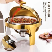 Nouveau Design Plats Chafing en Acier Inoxydable, Qualité Supérieure pour Hôtels, Plat de Service de Luxe Personnalisé, Réchaud Alimentaire Élégant Doré
