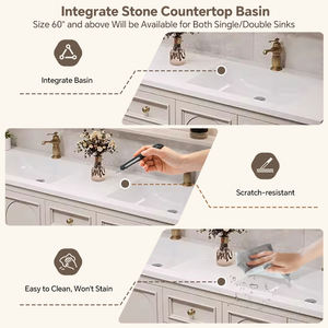 Meuble-lavabo <span class=keywords><strong>de</strong></span> <span class=keywords><strong>salle</strong></span> <span class=keywords><strong>de</strong></span> <span class=keywords><strong>bain</strong></span> 60-92 pouces avec double vasque personnalisable, meuble-lavabo autoportant <span class=keywords><strong>de</strong></span> luxe français avec <span class=keywords><strong>miroir</strong></span> intelligent anti-buée - Product Image 3