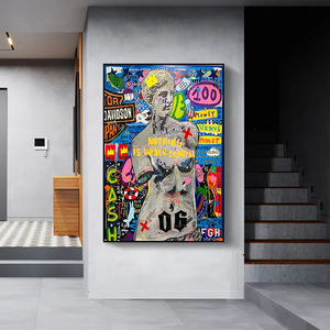 Poster con Ritratto Astratto Graffiti Pop Art <span class=keywords><strong>Stampa</strong></span> su Tela Dipinto ad Olio Famosa Immagine da Parete Opera d'Arte per Arredamento Casa - Product Image 4