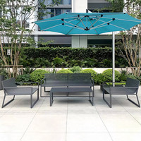 Canapé d'extérieur pour villa, cour, hôtel, jardin, balcon, avec structure en aluminium, résistant à la pluie, et table basse assortie