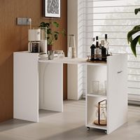 Bureau pliable blanc avec tiroir et étagères de rangement. Conception compacte, idéale pour le bureau à domicile, les études, les jeux, les petits appartements