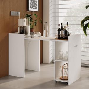 White <strong>Foldable</strong> <strong>Desk</strong> with Drawer and Storage Shelves. Compact Design Fits Home Office, Study, Gaming, <strong>Small</strong> Apartments Perfectly - Product Image 5