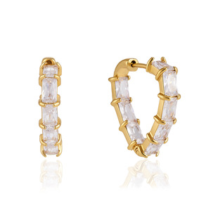 Boucles d'oreilles géométriques en zircon et acier inoxydable, boucles d'oreilles de luxe haut de gamme, <span class=keywords><strong>clips</strong></span> d'oreilles, bijoux en acier titane pour femmes - Product Image 5