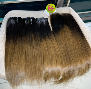 Extensions de cheveux humains vietnamiens, closure HD 5x5, cheveux raides naturels d'un seul donneur, 10'' 12'', vente en gros - Product Image 1