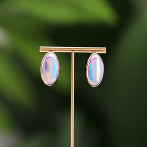 ต่างหูแฟชั่นทรงรี สแตนเลส 316L ชุบทอง PVD ทนทาน เป็นมิตรต่อสิ่งแวดล้อม - Product Image 3