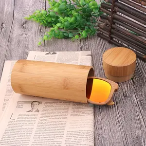 Оптовая продажа Мода Эко-дружественных изготовленные на заказ бамбуковый футляр для очков цилиндрической формы для вторичной переработки очки коробка