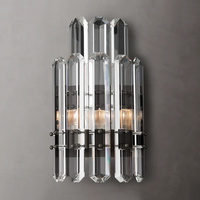 Applique murale LED de luxe en laiton et cristal, style nordique minimaliste postmoderne, pour chambre, salon, hôtel, couloir, chevet