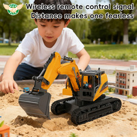 Jouet d'excavatrice RC en alliage à 12 canaux 1:12 Cadeaux pour garçons 360° Rotation électrique Jouets d'excavatrice RC pour enfants avec lumière
