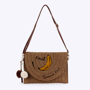 Mode indienne Style bohème été plage enveloppe tissé paille pochette personnalisé mignon <span class=keywords><strong>banane</strong></span> impression petit <span class=keywords><strong>carré</strong></span> <span class=keywords><strong>sac</strong></span> à bandoulière - Product Image 6
