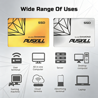 Unidad de Estado Sólido Interna PUSKILL Black Diamond de 2.5 Pulgadas SATA SSD de 1 TB para Escritorio, Alta Velocidad de Lectura y Escritura de 501-600 MB/S