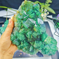 Cristal de Fluorite Verte Naturelle de Haute Qualité Réactive aux UV, Grappe de Cristaux Bruts, Spécimen Minéral Brut, Géode de Guérison pour la Décoration Intérieure