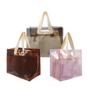 Wholesale 2Pcs in 1 Set Cosmetic <b>Tote</b> Bag Grocery Shopping Sling Bags Transparent <b>Plastic</b> Clear Pvc <b>Tote</b> Bag for Supermarket - Product Image 1