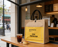 Sac fourre-tout tendance 2026 pour femme, simple et personnalisable, vente directe usine - en jute tressé avec poignée en corde et motif lettres
