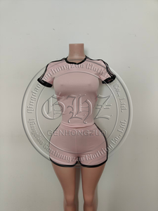 Vêtements Y2K pour femmes, ensemble de deux pièces en jersey extensible à imprimé lettres personnalisé, haut court et mini-short, tenue décontractée - Product Image 4