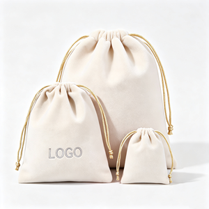 Sac à cordon en velours avec logo personnalisé, pochette en tissu velours réutilisable pour cosmétiques, bijoux, petits gadgets, emballage de cadeaux de mariage - Product Image 5