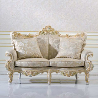 Ensemble de canapés classiques de luxe de style italien, en bois sculpté doré, élégant et modulable pour salon - Meubles
