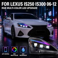 Phares avant LED complets de rechange en gros, matrice RGB multicolore, DRL dynamique, animation de bienvenue à déverrouillage dynamique pour Lexus IS Berline