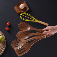 Meilleure vente Ensemble de cuillères et fourchettes en bois de bambou et de teck écologique Ustensiles de cuisine pour la maison et la cuisine