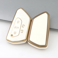Housse de clé de voiture personnalisée Gold Edge TPU Material pour VW Golf PoloTiguan Passat Caddy Auto Folding Key Case Fob Remote bag