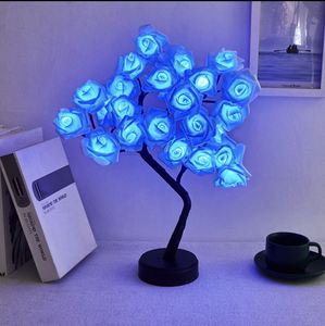 Rose Table Lamp 18/24led Romantic Flower Night <b>Light</b> Wedding Bedroom Indoor Christmas Decoration Rose Flower Bonsai <b>Tree</b> <b>Light</b> - Product Image 4