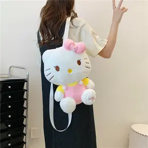 Karikatür Kawaii sansanes dolması dinozor Hello Kt omuzdan askili çanta sırt çantası Plushie dolması Schoolbag çocuklar peluş bebek çantaları