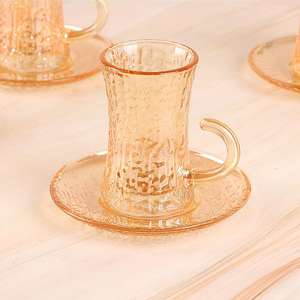 Ensemble <span class=keywords><strong>de</strong></span> tasses à café et soucoupes en verre ambré <span class=keywords><strong>de</strong></span> style moyen-oriental <span class=keywords><strong>de</strong></span> 90ml pour le thé <span class=keywords><strong>de</strong></span> l'après-midi et <span class=keywords><strong>la</strong></span> maison, emballé dans un carton, 12 pièces - Product Image 5