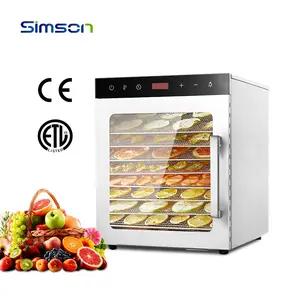 Deshidratante de alimentos 800w em aço inoxidável, máquina de secar legumes doméstica com 10 bandejas para uso caseiro, deshidratante de alimentos