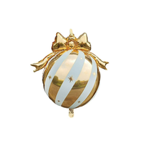 Ballon en aluminium en forme de boule de Noël de 30 pouces avec pompon et nœud de Père Noël pour les fêtes et les décorations du Nouvel An