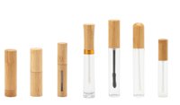 Tubes de brillant à lèvres en verre dépoli vides de luxe de 10ml Tube de mascara en bambou avec brosse