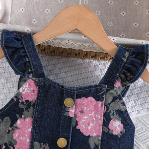Completo Estivo in Denim per Ragazze 2026: Top con Stampa Floreale e Gonna Plissettata - Product Image 3