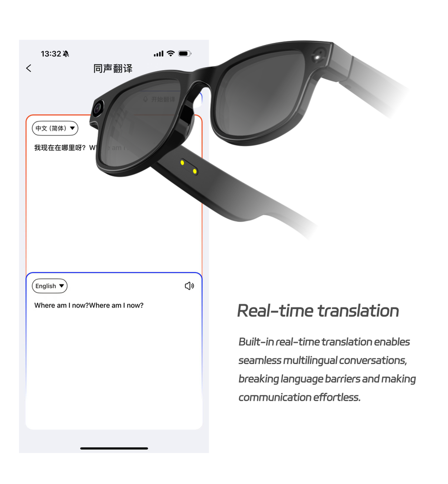 AI Smart Glasses 8MP FHD Camera BT WiFi Video Audio Translation ChatGPT ...