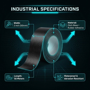 เทปผ้ากาเฟอร์สีดำ - เทปผ้าคุณภาพสูง กั<span class=keywords><strong>น</strong></span><span class=keywords><strong>น</strong></span>้ำ ทนทา<span class=keywords><strong>น</strong></span> เหมาะสำหรับงานอุตสาหกรรม งา<span class=keywords><strong>น</strong></span>สายไฟ งา<span class=keywords><strong>น</strong></span>เวที - Product Image 4