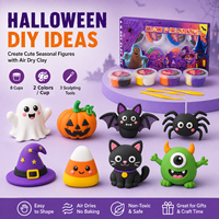 Kit de Arcilla Seca al Aire para Halloween al por Mayor, 8 Vasos de Doble Compartimento, 16 Colores, No Tóxico, Manualidades DIY de Fantasmas, Calabazas y Murciélagos, Regalo, OEM