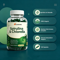 Capsules de spiruline et de chlorelle biologiques en marque privée OEM, complexe de plantes vertes 100% pur pour la détoxification et le soutien immunitaire, 120 unités