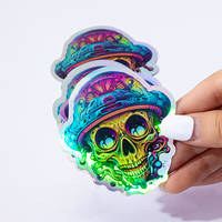 Autocollant personnalisé découpé sur mesure avec logo holographique brillant, étiquette imprimée, résistant à l'eau, 3D, résistant aux UV, autocollant holographique laser argenté brillant