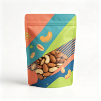 Matte staande pouch voor noten, hersluitbaar, voedselveilige plastic verpakking met transparant venster en ritssluiting